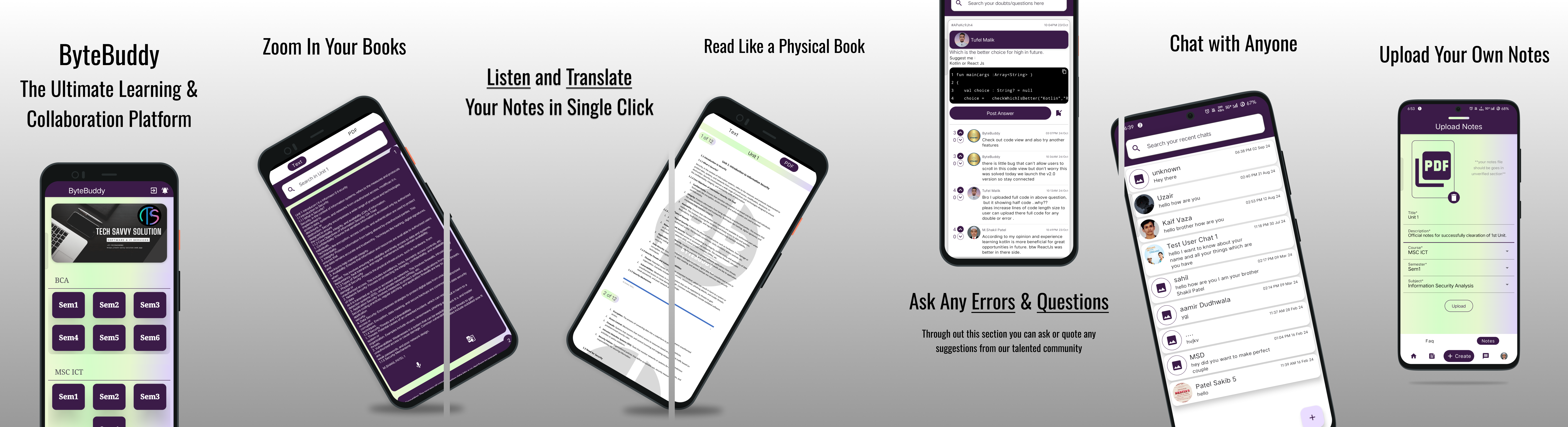 ByteBuddy Features - Zoom, Listen & Translate, Chat, Upload Notes